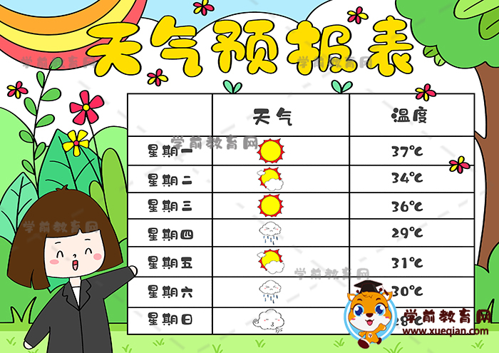 天氣預報表手抄報