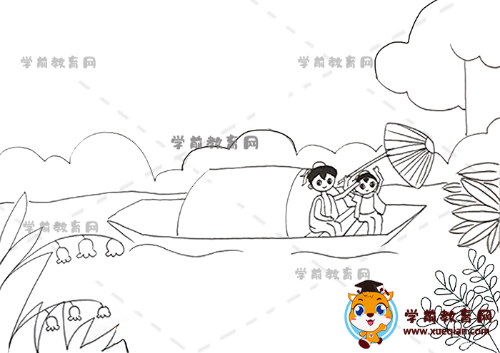舟過(guò)安仁詩(shī)配畫