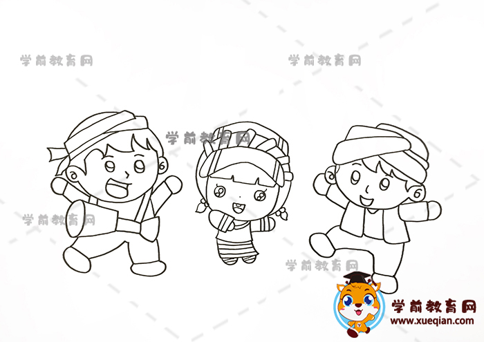 民族團結一家親兒童畫