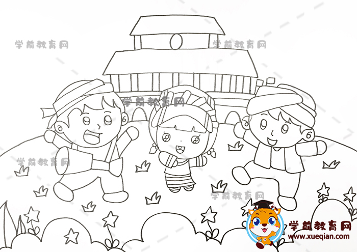 民族團結一家親兒童畫