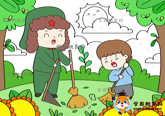 學雷鋒兒童畫