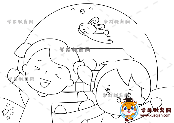 迎國(guó)慶慶中秋兒童畫(huà)