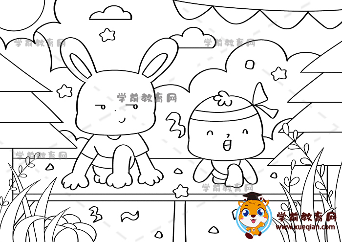 龜兔賽跑兒童畫
