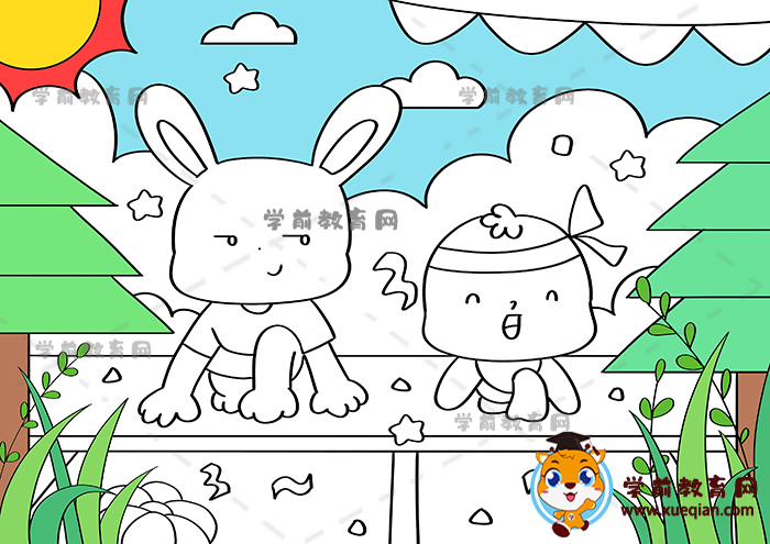 龜兔賽跑兒童畫